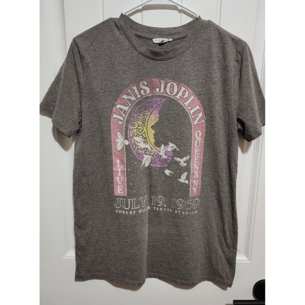 Janis Joplin oversized tee boyfriend fit Maurices XS gray t shirt